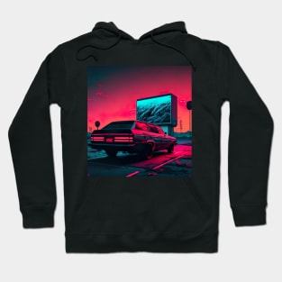 Synthwave Car At A Drive-In Theater Hoodie